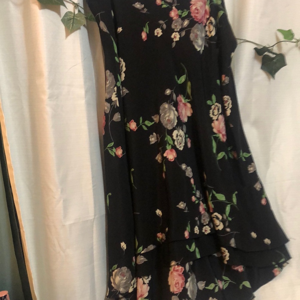 Black floral silk ralph lauren skirt